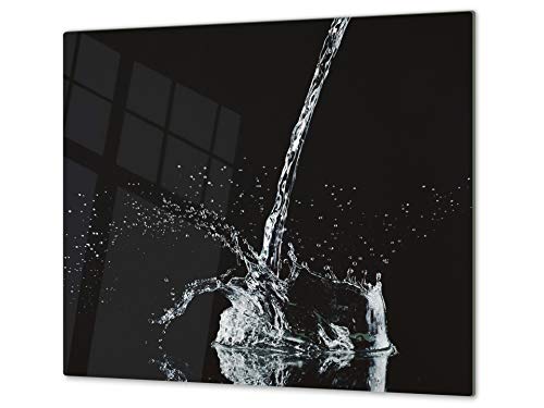 Küchenbrett aus Hartglas und Induktionskochplattenabdeckung – Schneideplatten SINGLE mit 60 x 52 cm und DOUBLE - zwei Bretter mit 30 x 52 cm D02 Water Series: Water 10 von Concept Crystal