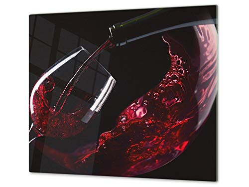 Mehrfunktional Hartglas Gehärtetes - Abdeckplatte für Induktionskochfeld - Schneideplatten SINGLE mit 60 x 52 cm und DOUBLE - zwei Bretter mit 30 x 52 cm D04 Drinks Series: Wine 14 von Concept Crystal