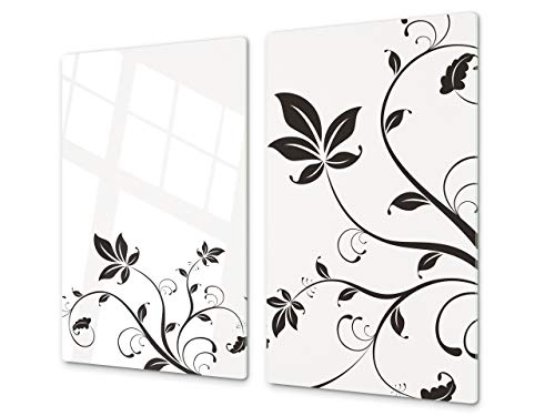 Schneidbrett aus Hartglas und schützende Arbeitsoberfläche – Schneideplatten SINGLE mit 60 x 52 cm und DOUBLE - zwei Bretter mit 30 x 52 cm D06 Flowers Series: Flower 5 von Concept Crystal