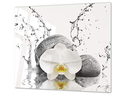 Schneidbrett aus Hartglas und schützende Arbeitsoberfläche – Schneideplatten SINGLE mit 60 x 52 cm und DOUBLE - zwei Bretter mit 30 x 52 cm D06 Flowers Series: Orchid 4 von Concept Crystal