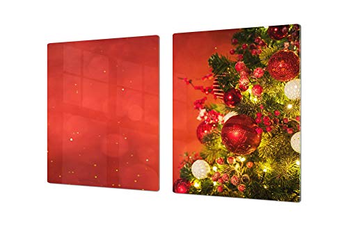 Sehr groß Küchenbrett aus Hartglas und Kochplattenabdeckung SINGLE mit 80 x 52 cm und DOUBLE - zwei Bretter mit 40 x 52 cm DD30 Weihnachtsserie von Concept Crystal