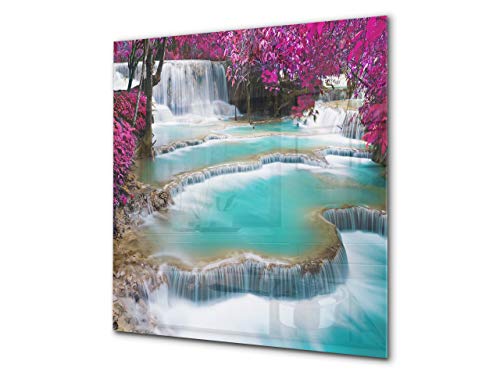 Glasrückwand mit atemberaubendem Aufdruck – Küchenwandpaneele aus gehärtetem Glas BS16 Serie Wasserfalllandschaften: Waterfall Flowers 1 von Concept Crystal