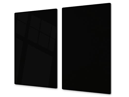 Kochplattenabdeckung Stove Cover und Schneideplatten SINGLE mit 60 x 52 cm und DOUBLE - zwei Bretter mit 30 x 52 cm D17 Schwarz-Weiß-Serie: Black von Concept Crystal