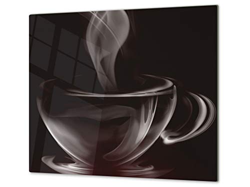Kochplattenabdeckung Stove Cover und Schneideplatten SINGLE mit 60 x 52 cm und DOUBLE - zwei Bretter mit 30 x 52 cm D05 Coffee Series: Coffee 6 von Concept Crystal