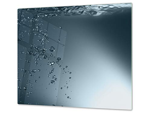 Küchenbrett aus Hartglas und Induktionskochplattenabdeckung – Schneideplatten SINGLE mit 60 x 52 cm und DOUBLE - zwei Bretter mit 30 x 52 cm D02 Water Series: Water 1 von Concept Crystal