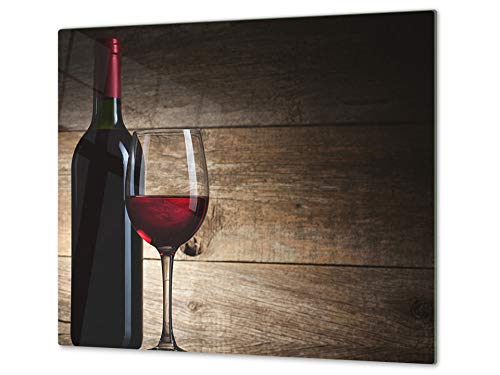 Mehrfunktional Hartglas Gehärtetes - Abdeckplatte für Induktionskochfeld - Schneideplatten SINGLE mit 60 x 52 cm und DOUBLE - zwei Bretter mit 30 x 52 cm D04 Drinks Series: Wine 12 von Concept Crystal