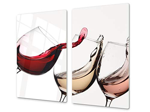 Mehrfunktional Hartglas Gehärtetes - Abdeckplatte für Induktionskochfeld - Schneideplatten SINGLE mit 60 x 52 cm und DOUBLE - zwei Bretter mit 30 x 52 cm D04 Drinks Series: Wine 8 von Concept Crystal