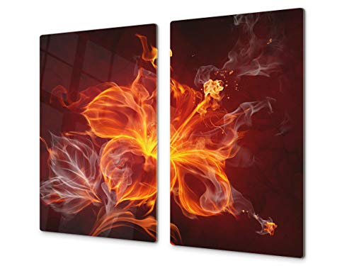 Schneidbrett aus Hartglas und schützende Arbeitsoberfläche – Schneideplatten SINGLE mit 60 x 52 cm und DOUBLE - zwei Bretter mit 30 x 52 cm D06 Flowers Series: Flower 9 von Concept Crystal