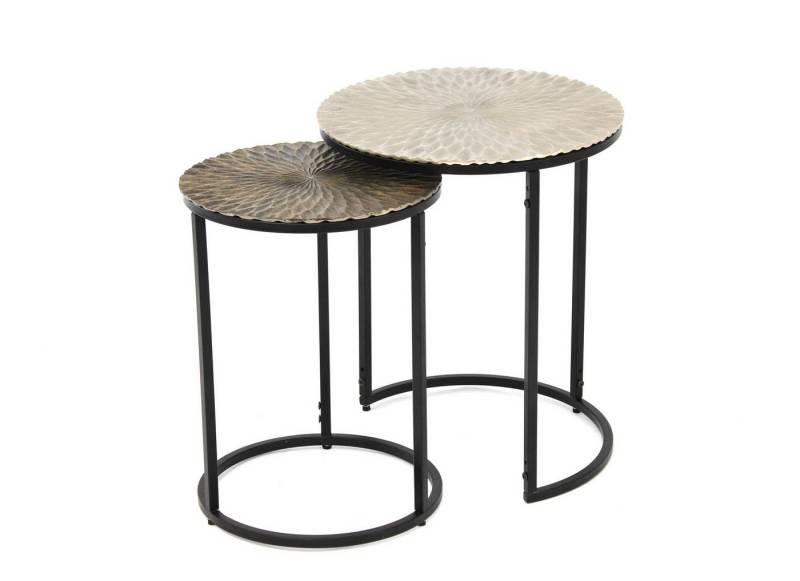 Concept GmbH Beistelltisch (2er Set) in Silber / Gold, Aluminiumguss - 54x45cm (HxD) (2er Set) von Concept GmbH