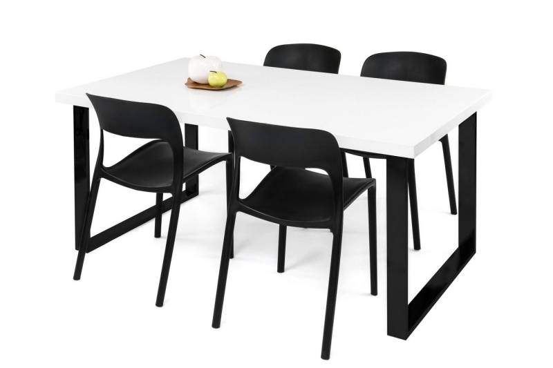 Concept GmbH Esstisch in Weiß hochglanz, MDF - 160x75x90cm (BxHxT) von Concept GmbH