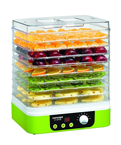 CONCEPT Hausgeräte SO1060 Dörrgerät IN TIME mit Zeitschaltuhr, 9 rechteckige Einlegeböden, grün, Display, stufenlose Temperatur-Einstellung 35-70°C, Extra Groß von Concept