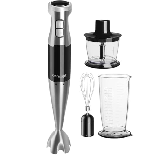 CONCEPT TM4900 Stabmixer mit Zerhacker, Schneebesen und Mischbehälter 1000 W SCHWARZ von Concept
