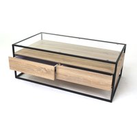 Concept Bozen II Couchtisch Klarglas 2 Schubladen Metallgestell 110x60x42 cm von Concept