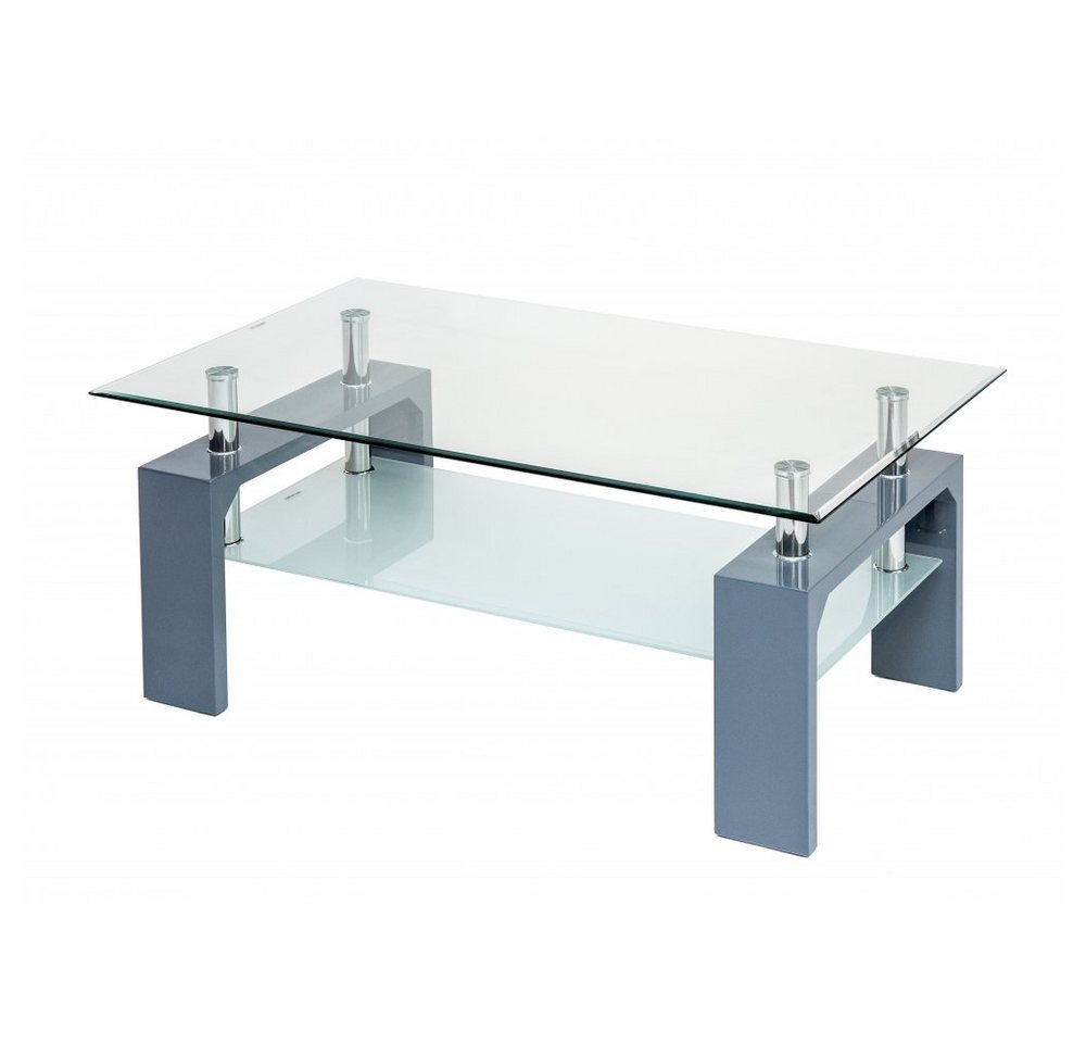 Concept Couchtisch Couchtisch MODENA Glastisch Gestell Grau/Ablageplatte Satinoptik von Concept