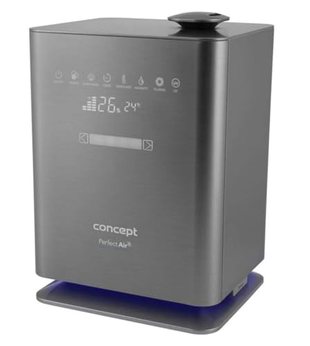 Concept Hausgeräte ZV2021 Luftbefeuchter für Räume bis zu 50 m2 Aromadiffusor UV Lampe UVC Touch-LED-Display Wi-Fi Timer Automatische Feuchtigkeitskontrolle, Grau Concept Hausgeräte ZV2021 Luftbefeuchter für Räume bis zu 50 m2 Aromadiffusor UV Lampe UVC Touch-LED-Display Wi-Fi Timer Automatische Feuchtigkeitskontrolle, Grau von Concept