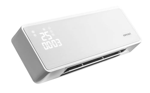 Concept QH4000 Keramik Wandheizung mit Fernbedienung LED-Display Keramik-Wandheizlüfter Timer Lüfterfunktion Oszillation 2000W bis zu 20 m2 Schwarz (Weiß) von Concept