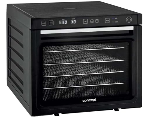 SO3000 Profi Dörrgerät Double fan, 6 rostfreien Einlegeböden, Regulierung der Temperatur: 35–70°C, zwei Ventilatoren für gleichmäßige Ergebnisse, digitaler Timer bis 99 Stunden, 1000 Watt, LED-Display von Concept