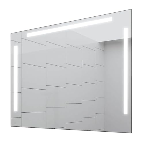 Concept2u® Badspiegel Enjoy Badezimmerspiegel mit 4.000K neutralweißer Beleuchtung 80 cm Breit x 70 cm Hoch Licht Links+Oben+RECHTS von Concept2u