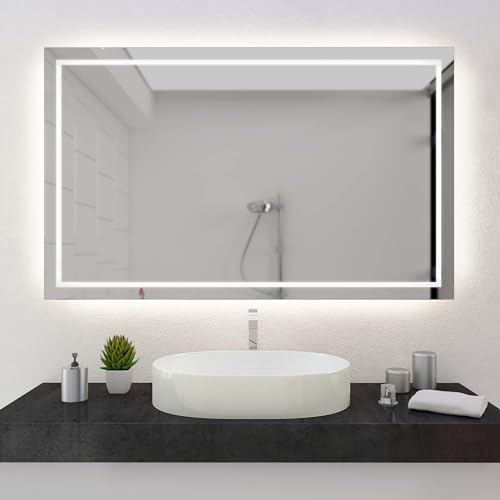 Concept2u® Custom: LED Badspiegel nach Maß individuell konfigurieren - Wandspiegel Lichtspiegel Bad Spiege - Modell: Line umlaufend von Concept2u