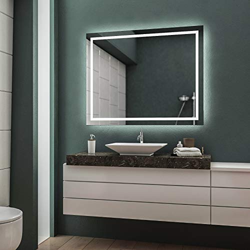 Concept2u LED Badspiegel Badezimmerspiegel Wandspiegel Bad Spiegel - 3000K Warmweiß 100 cm Breit x 80 cm Hoch Allegro Licht umlaufend von Concept2u