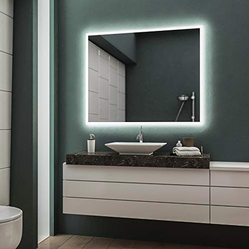 Concept2u LED Badspiegel Badezimmerspiegel Wandspiegel Bad Spiegel - 4000K neutralweiß 80 cm Breit x 60 cm Hoch Forte Licht umlaufend von Concept2u