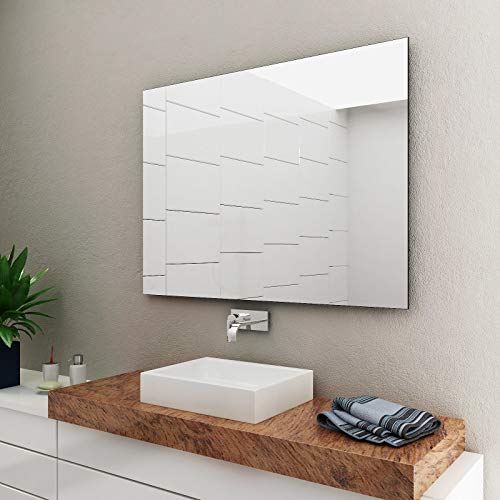 Concept2u Spiegel -Badspiegel -Wandspiegel 5 mm - Kanten fein poliert - inkl. verdeckter Halterungen quer oder hochkant Montage möglich 100 cm Breit x 80 cm Hoch von Concept2u