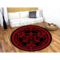 Fullmetal Alchemist Brotherhood Gemusterter Runder Teppich, Wohnkultur Moderner Designerteppich, Kinderzimmer Dekor Fullmetal Alchemist Brotherhood Gemusterter Runder Teppich, Wohnkultur Moderner Designerteppich, Kinderzimmer Dekor von ConceptRugs