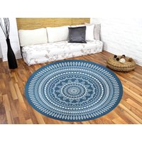 Mandala Blauer Aquarell Teppich, Runder Wohnkultur, Wandteppich, Kinderzimmer Deko von ConceptRugs