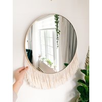 Großer Runder Spiegel Mit Fransen/Makramee Wanddeko Gold Natur Großer Runder Spiegel Mit Fransen/Makramee Wanddeko Gold Natur von ConceptionsMak