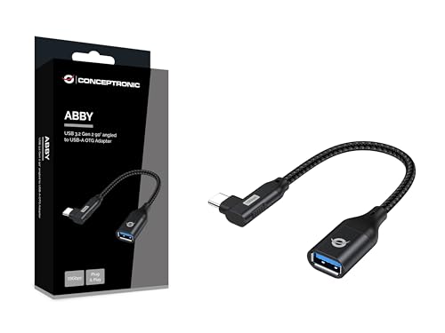 CONCEPTRONIC ABBY19B USB-C 90° abgewinkelt auf USB-A OTG-Adapter, 10 Gbit/s, USB 3.2 Gen 2 von Conceptronic