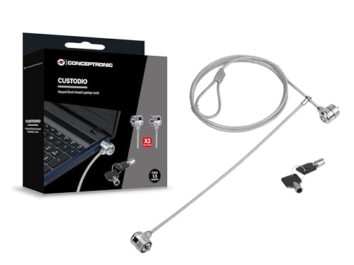CONCEPTRONIC CNBSLOCK15T Doppelkopf-Laptopschloss mit Schlüssel, 1,5 m von Conceptronic