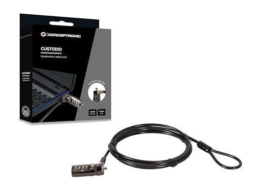 CONCEPTRONIC CUSTODIO01BN Laptop-Kombinationsschloss, Nano-Schloss-Steckplatz, 1,8 m von Conceptronic