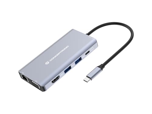 CONCEPTRONIC Docking Station USB-C->HDMI,USB3.0,100WPD 10-in-1 | 0.2m |schwarz von Conceptronic