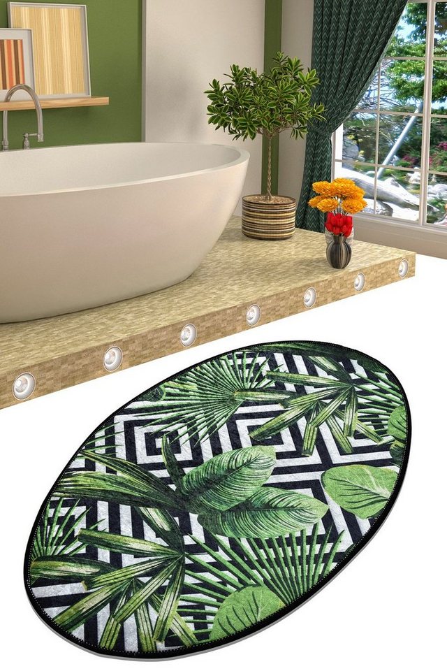 Teppich Tropik Oval DJT CHL, Bunt, 60 x 90 cm, 100% Samtstoff, Conceptum Hypnose von Conceptum Hypnose
