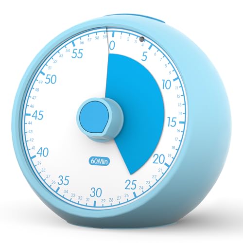 Conchstar Kinder Visueller Timer für Kinder Zahnputztimer Leise Timer ohne Ton mit Kurzzeitwecker – Homeschool, Küche, Büro & Klassenzimmer Zeitmanagement Tool（Blau） von Conchstar