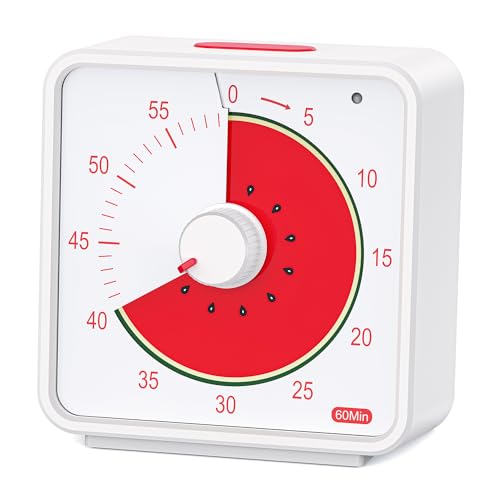 Conchstar Visueller 60-Minuten-Timer für Kinder, Countdown-Timer für Klassenzimmer und Küche, Schreibtisch-Timer für Studium, Zeit-Manager-Werkzeug für Kinder mit Muster (Wassermelone) von Conchstar