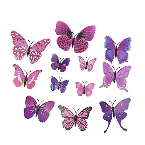 Concisea 36 Stück 3D Schmetterlinge Deko Wandtattoo,Schmetterling Wandaufkleber für Wohnzimmer, Kinderzimmer, Türen, Fenster, Badezimmer, Kühlschrank(Lila) von Concisea