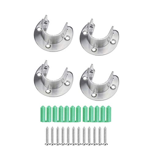 Concisea 4 Stück Edelstahl U-förmige Halterung,Kleiderstangenhalter Halterung,Stangenende Halterung Unterstützung Closet Pole Sockets für Schrank Duschvorhangstange.(Silber) von Concisea