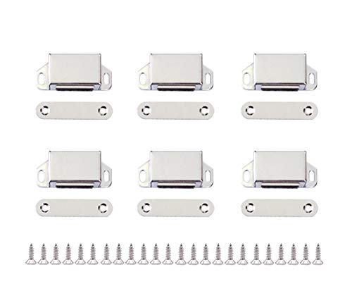 Concisea 6 Sätze Edelstahl Schrank Magnet Magnetverschluss für Möbel Schranktür mit 24x Schraube von Concisea