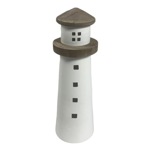 Concord GmbH Leuchtturm Deko Maritim Weiß Braun Badezimmer Sommer Terrasse Balkon Holz 5Ø 8cm 15H von Concord GmbH
