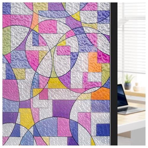 Concus-T Fensterfolie Selbstklebend Sichtschutzfolie Sonnenschutz Statisch Folie Bunte Malerei 90x200cm von Concus-T