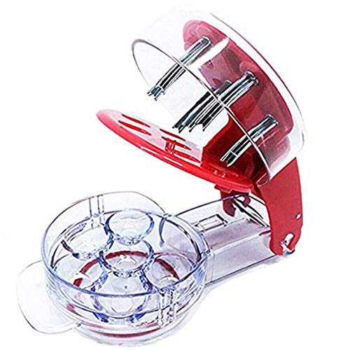 Condello Casa Kirschentkerner,Kirschentsteiner,Cherry Pitter Stoner Entkerner, Früchte Stein Samen Kern Entferner Werkzeug,Obst Corer Seeder Entsteiner Edelstahl für 6 Kirschen Oliven Pflaume Rot von Condello Casa