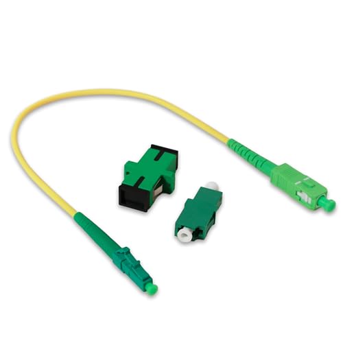 Conectra® - Glasfaserkabel Set mit passenden Adaptern | LC/APC auf SC/APC | Farbe Gelb | OS2 | Singlemode | Simplex | ideal für FTTH Heimnetzwerke (Länge 25 cm) von Conectra