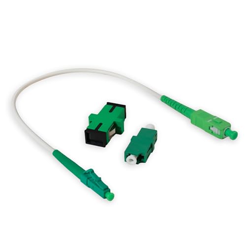 Conectra® - Glasfaserkabel Set mit passenden Adaptern | LC/APC auf SC/APC | Farbe Weiß | OS2 | Singlemode | Simplex | ideal für FTTH Heimnetzwerke (Länge 25 cm) von Conectra
