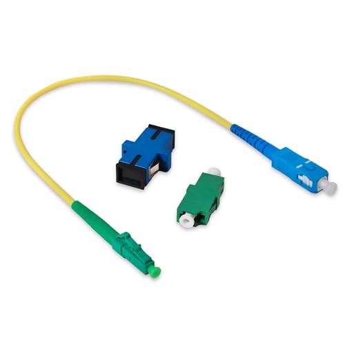 Conectra® - Glasfaserkabel Set mit passenden Adaptern | LC/APC auf SC/UPC | Farbe Gelb | OS2 | Singlemode | Simplex | ideal für FTTH Heimnetzwerke (Länge 25 cm) von Conectra