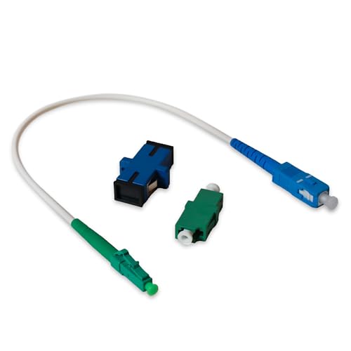 Conectra® - Glasfaserkabel Set mit passenden Adaptern | LC/APC auf SC/UPC | Farbe Weiß | OS2 | Singlemode | Simplex | ideal für FTTH Heimnetzwerke (Länge 25 cm) von Conectra