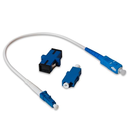 Conectra® - Glasfaserkabel Set mit passenden Adaptern | LC/UPC auf SC/UPC | Farbe Weiß | OS2 | Singlemode | Simplex | ideal für FTTH Heimnetzwerke (Länge 25 cm) von Conectra
