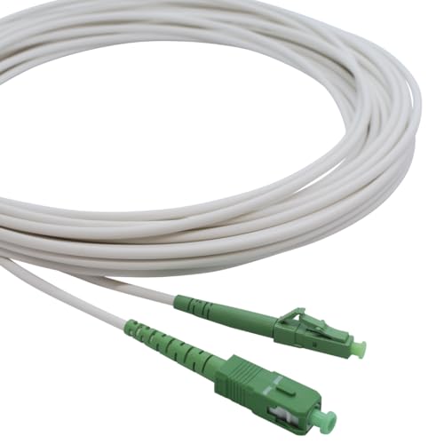 Conectra® - Glasfaser Patchkabel | OS2 | Singlemode | Simplex | LC/APC auf SC/APC | weiß | ideal für FTTH Heimnetzwerke | LWL Lichtwellenleiter Glasfaserkabel (Länge 0,5 Meter) von Conectra
