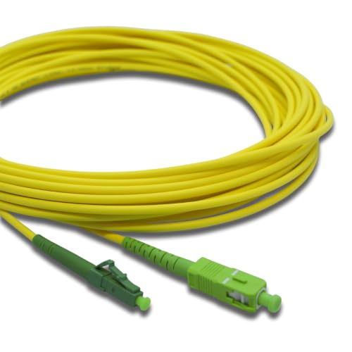 Conectra® - Glasfaser Patchkabel | OS2 | Singlemode | Simplex | LC/APC auf SC/APC | gelb | ideal für FTTH Heimnetzwerke | LWL Lichtwellenleiter Glasfaserkabel (Länge 15 m) von Conectra
