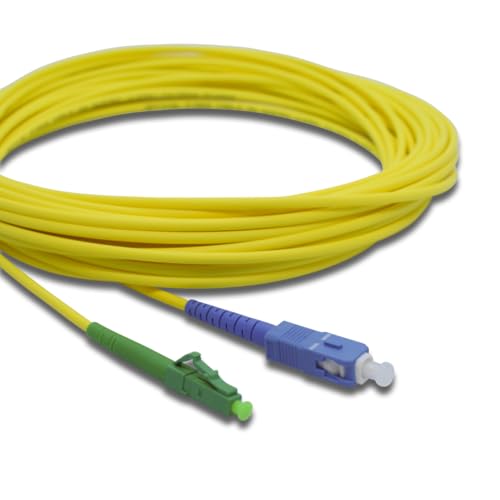 Conectra® - Glasfaser Patchkabel | OS2 | Singlemode | Simplex | LC/APC auf SC/UPC | gelb | ideal für FTTH Heimnetzwerke | LWL Lichtwellenleiter Glasfaserkabel (Länge 7 m) von Conectra